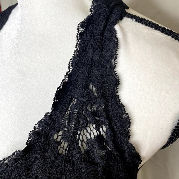 DOBREVA Padded Floral Halter Lace Wireless Bralette Black Large Intimates Bra - Picture 4 of 11